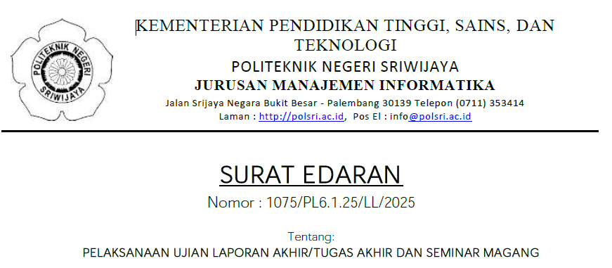 Surat Edaran Ujian Laporan Akhir/Tugas Akhir TA Genap 2024/2025